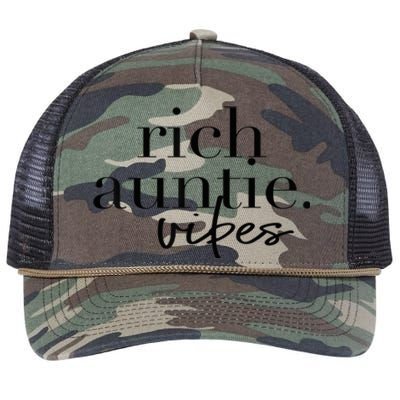 Funny Aunt Cool Aunty - Rich Auntie Vibes Humor Retro Rope Trucker Hat Cap