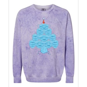 Face Mask Christmas Tree Colorblast Crewneck Sweatshirt