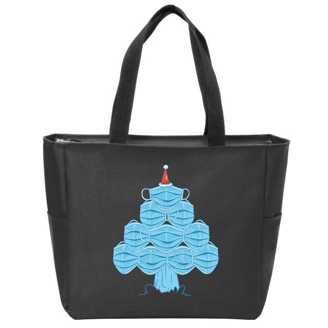 Face Mask Christmas Tree Zip Tote Bag