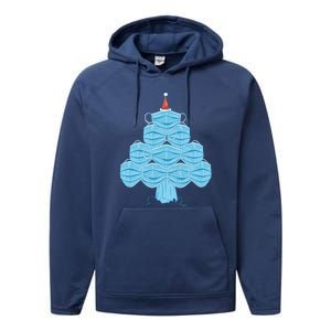 Face Mask Christmas Tree Performance Fleece Hoodie