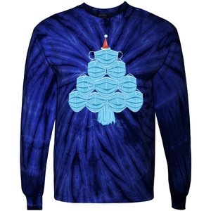 Face Mask Christmas Tree Tie-Dye Long Sleeve Shirt