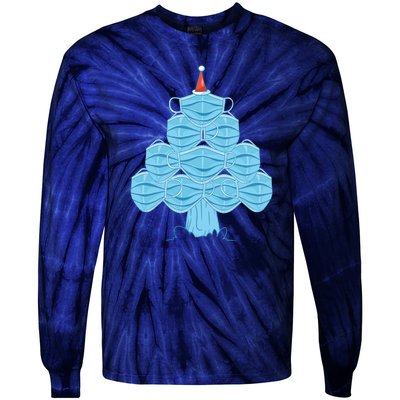 Face Mask Christmas Tree Tie-Dye Long Sleeve Shirt