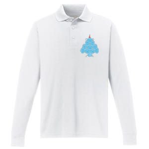 Face Mask Christmas Tree Performance Long Sleeve Polo