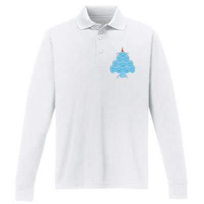 Face Mask Christmas Tree Performance Long Sleeve Polo