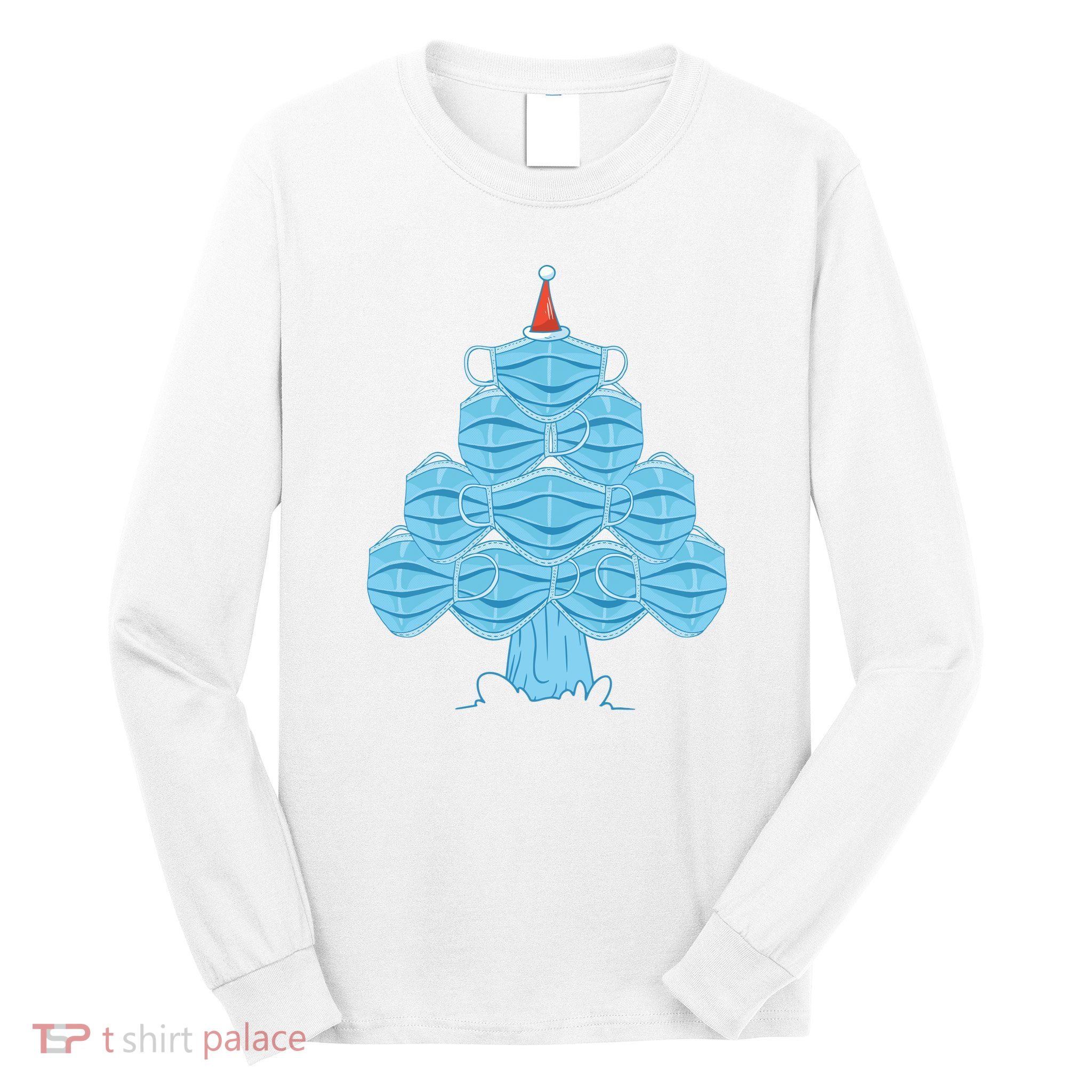 Face Mask Christmas Tree Long Sleeve Shirt