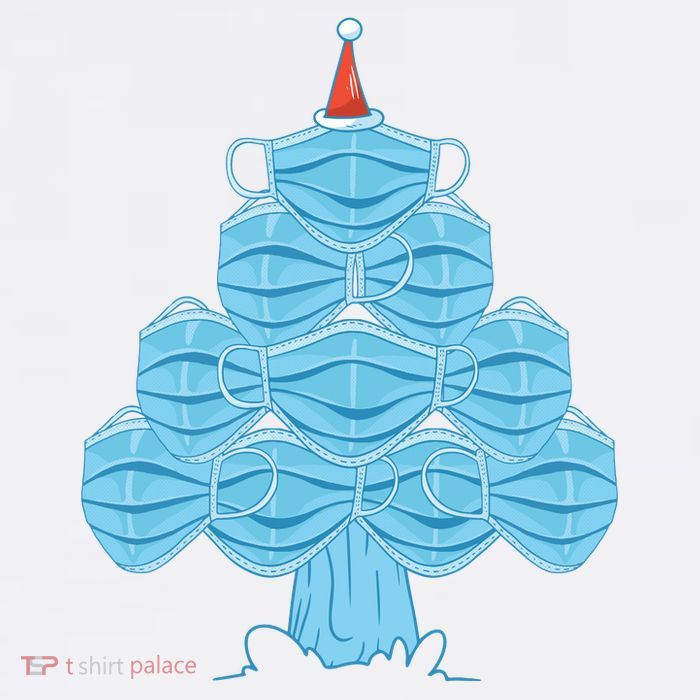 Face Mask Christmas Tree Button