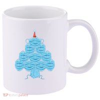 Face Mask Christmas Tree 11oz C Handle Ceramic Mug