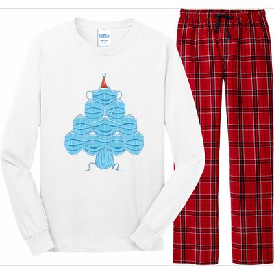 Face Mask Christmas Tree Long Sleeve Pajama Set