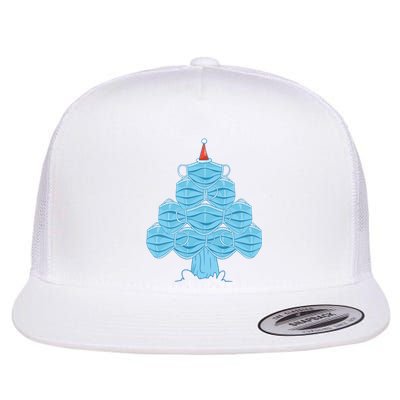 Face Mask Christmas Tree Flat Bill Trucker Hat