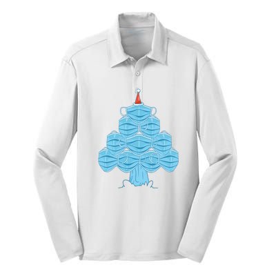 Face Mask Christmas Tree Silk Touch Performance Long Sleeve Polo