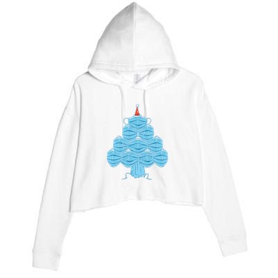 Face Mask Christmas Tree Crop Fleece Hoodie