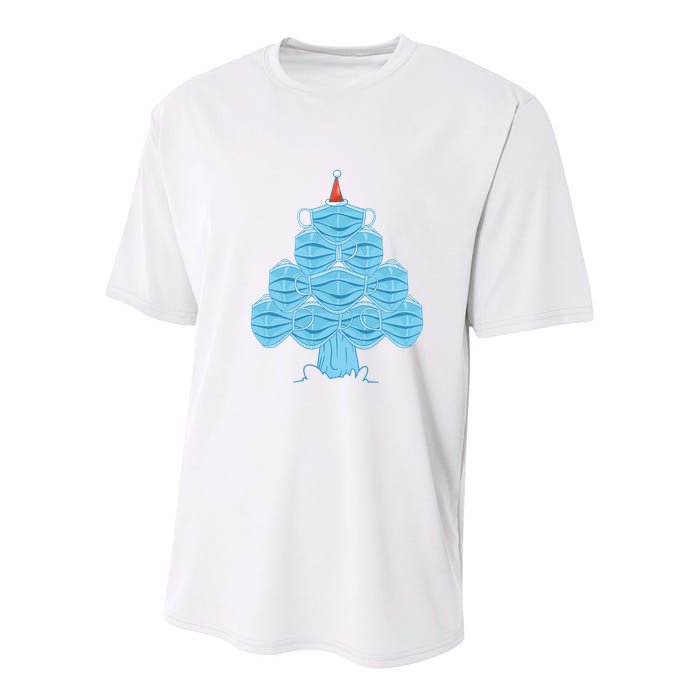Face Mask Christmas Tree Youth Performance Sprint T-Shirt
