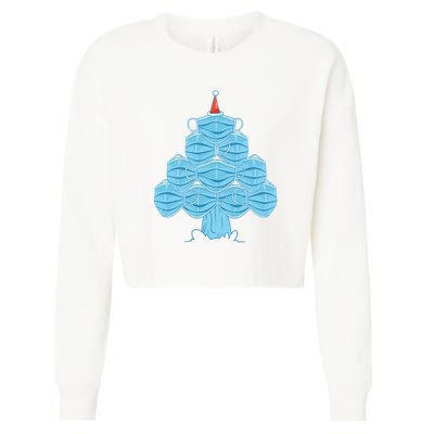 Face Mask Christmas Tree Cropped Pullover Crew
