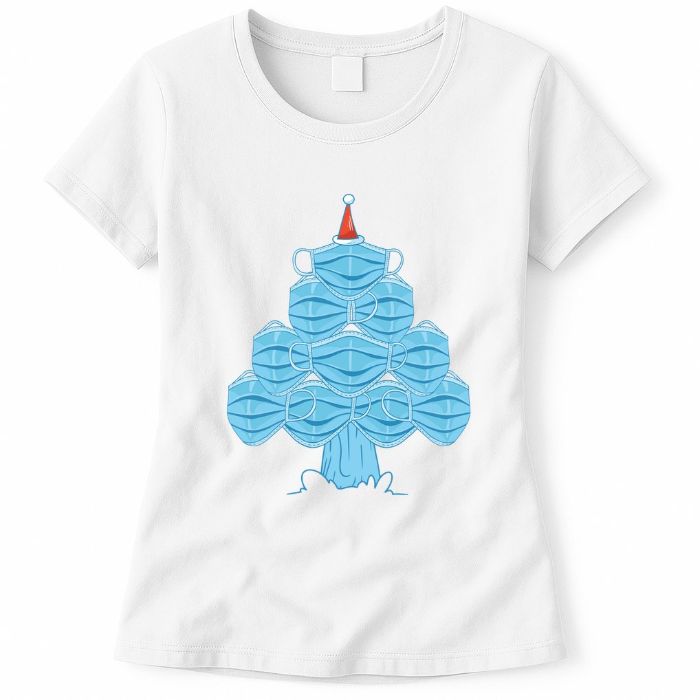 Face Mask Christmas Tree Womens T-Shirt