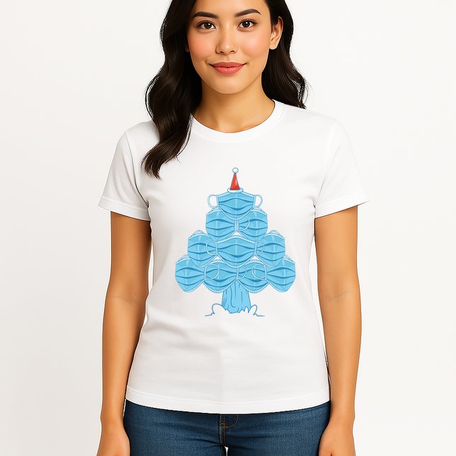 Face Mask Christmas Tree Womens T-Shirt