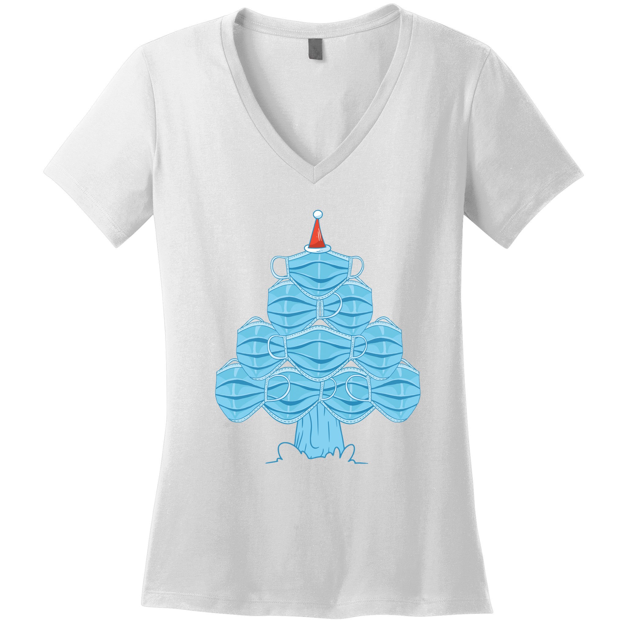 Face Mask Christmas Tree Women's V-Neck T-Shirt