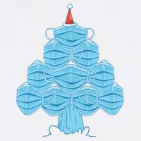 Face Mask Christmas Tree Wool Snapback Cap