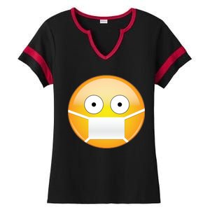 Face Medical Mask Emoji Ladies Halftime Notch Neck Tee