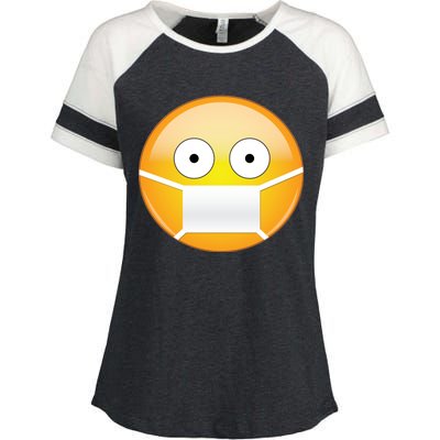 Face Medical Mask Emoji Enza Ladies Jersey Colorblock Tee