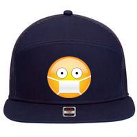 Face Medical Mask Emoji 7 Panel Mesh Trucker Snapback Hat