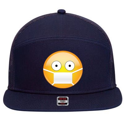 Face Medical Mask Emoji 7 Panel Mesh Trucker Snapback Hat