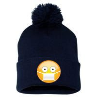 Face Medical Mask Emoji Pom Pom 12in Knit Beanie