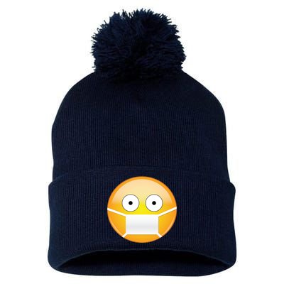 Face Medical Mask Emoji Pom Pom 12in Knit Beanie