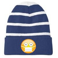 Face Medical Mask Emoji Striped Beanie with Solid Band