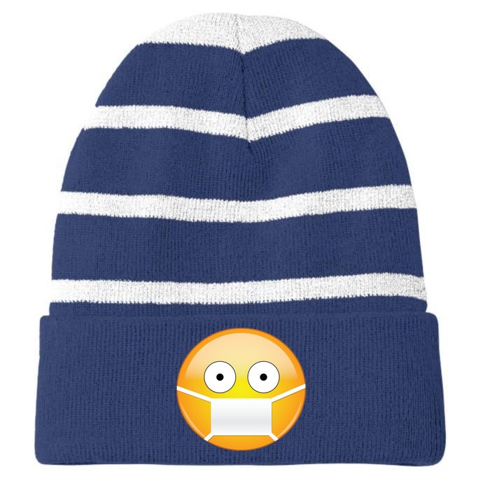 Face Medical Mask Emoji Striped Beanie with Solid Band