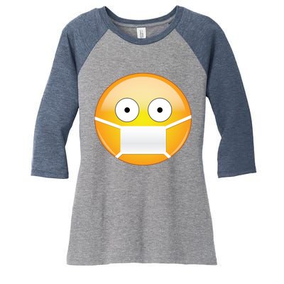 Face Medical Mask Emoji Women's Tri-Blend 3/4-Sleeve Raglan Shirt