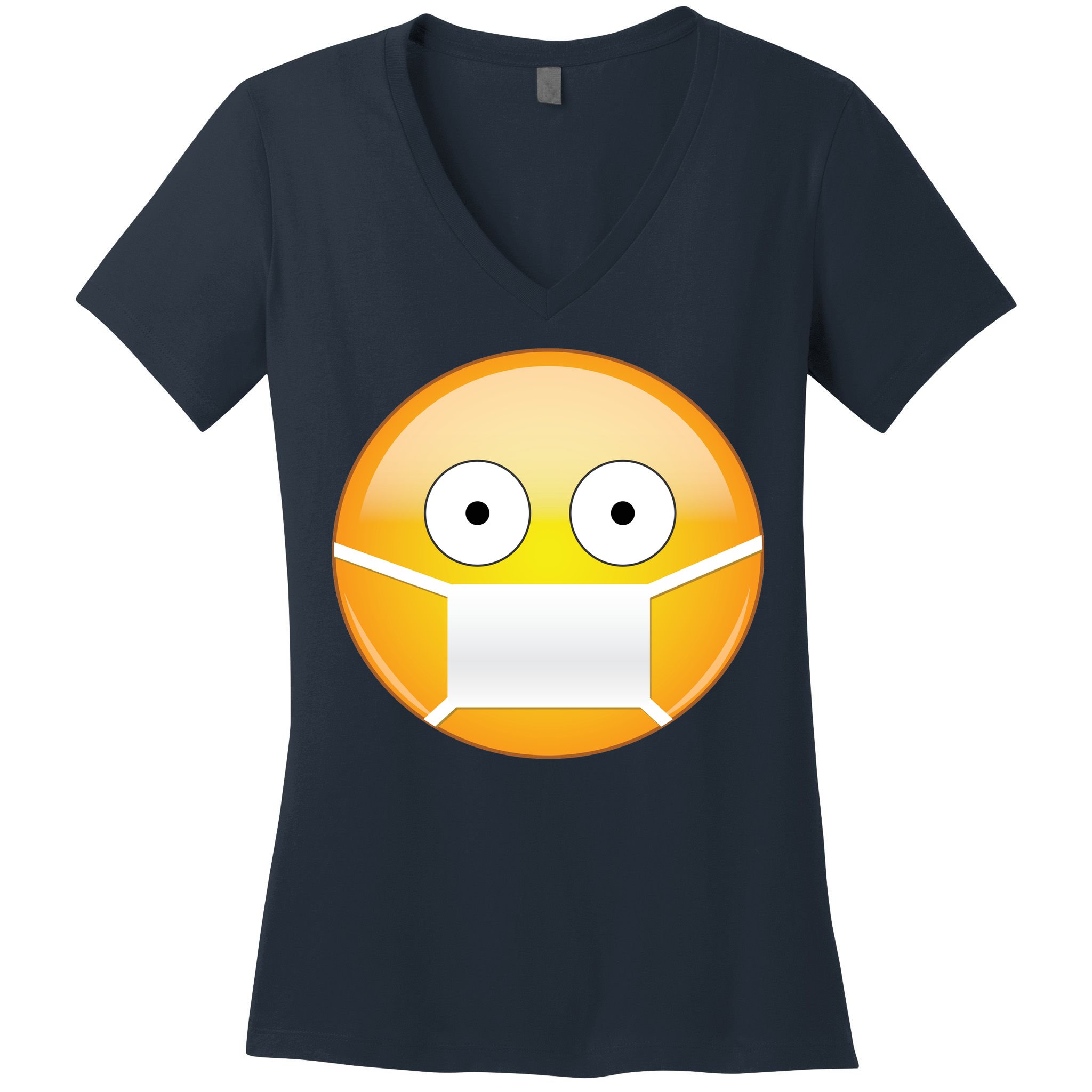 Face Medical Mask Emoji Women's V-Neck T-Shirt