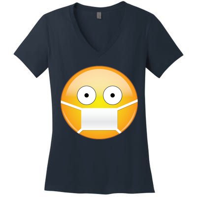 Face Medical Mask Emoji Women's V-Neck T-Shirt