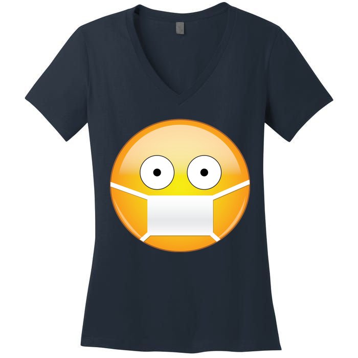 Face Medical Mask Emoji Women's V-Neck T-Shirt