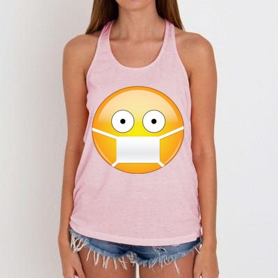 Face Medical Mask Emoji Women's Knotted Racerback Tank