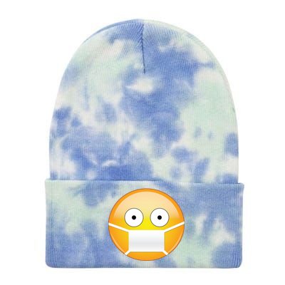 Face Medical Mask Emoji Tie Dye 12in Knit Beanie