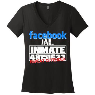 Facebook Jail Repeat Offender Women's V-Neck T-Shirt