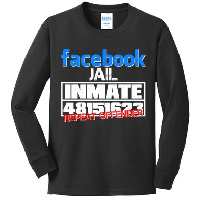 Facebook Jail Repeat Offender Kids Long Sleeve Shirt