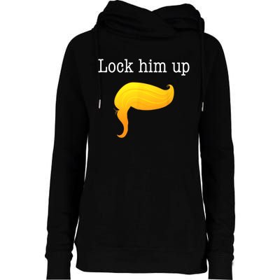 Funny Anti Donald Trump Patriotic Lock Him Up Womens Funnel Neck Pullover Hood