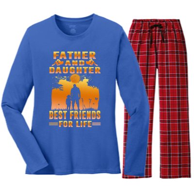 Father And Daughter Best Friends For Life Funny Fathers Day Gift Women's Long Sleeve Flannel Pajama Set 