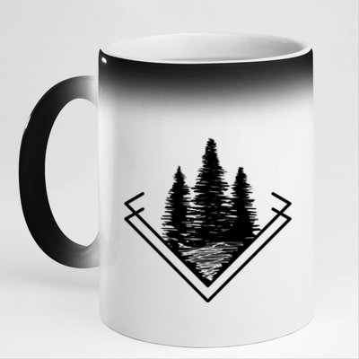 Forest At Dark Outdoor Nature Life Camping Cute Gift 11oz Black Color Changing Mug