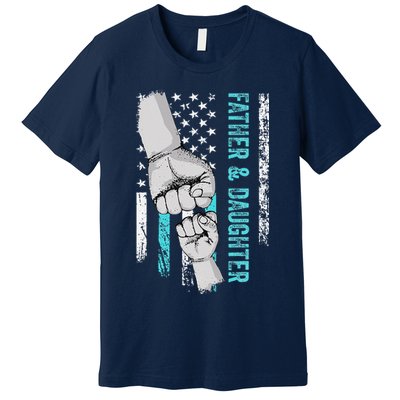 Father And Daughter American Flag Father Day Premium T-Shirt