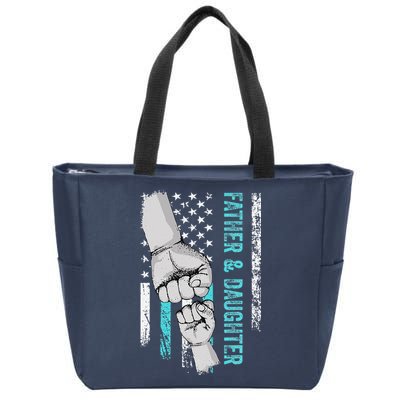 Father And Daughter American Flag Father Day Zip Tote Bag