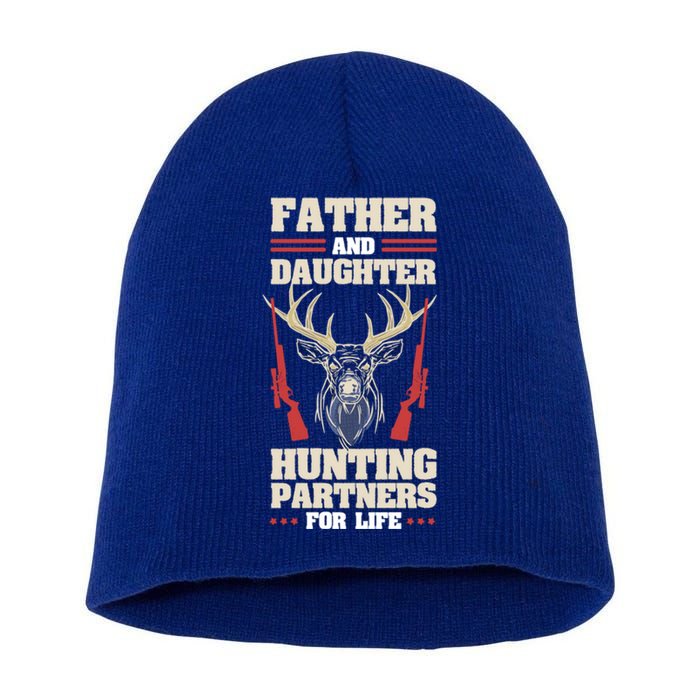 Father And Daughter Hunting Partners For Life Dad Fathersday Gift Short Acrylic Beanie