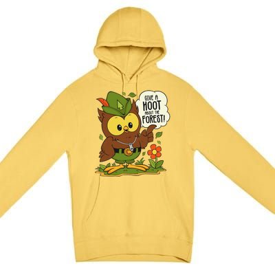 Funny Arbor Day Give A Hoot About The Forest Arbor Day Premium Pullover Hoodie