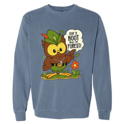 Funny Arbor Day Give A Hoot About The Forest Arbor Day Garment-Dyed Sweatshirt