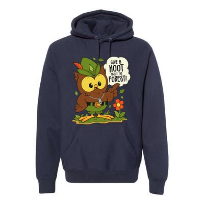 Funny Arbor Day Give A Hoot About The Forest Arbor Day Premium Hoodie