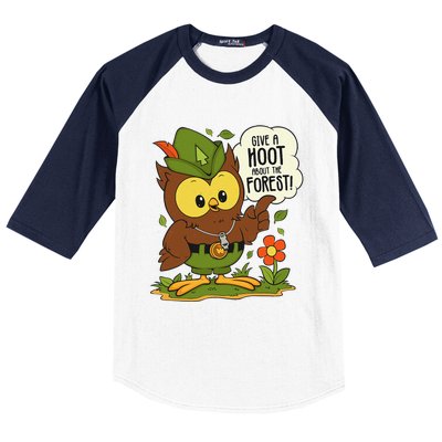 Funny Arbor Day Give A Hoot About The Forest Arbor Day Baseball Sleeve Shirt