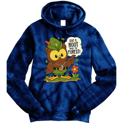 Funny Arbor Day Give A Hoot About The Forest Arbor Day Tie Dye Hoodie