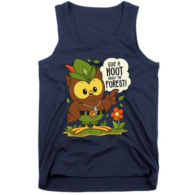 Funny Arbor Day Give A Hoot About The Forest Arbor Day Tank Top