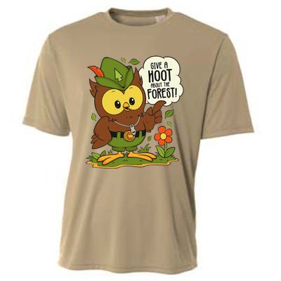 Funny Arbor Day Give A Hoot About The Forest Arbor Day Cooling Performance Crew T-Shirt